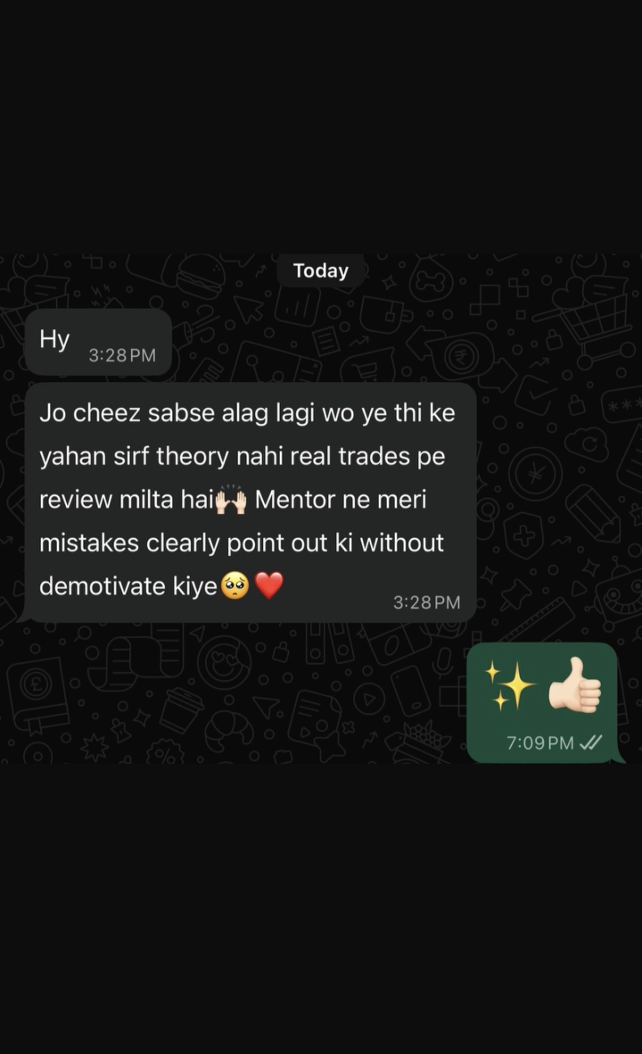 Student feedback message